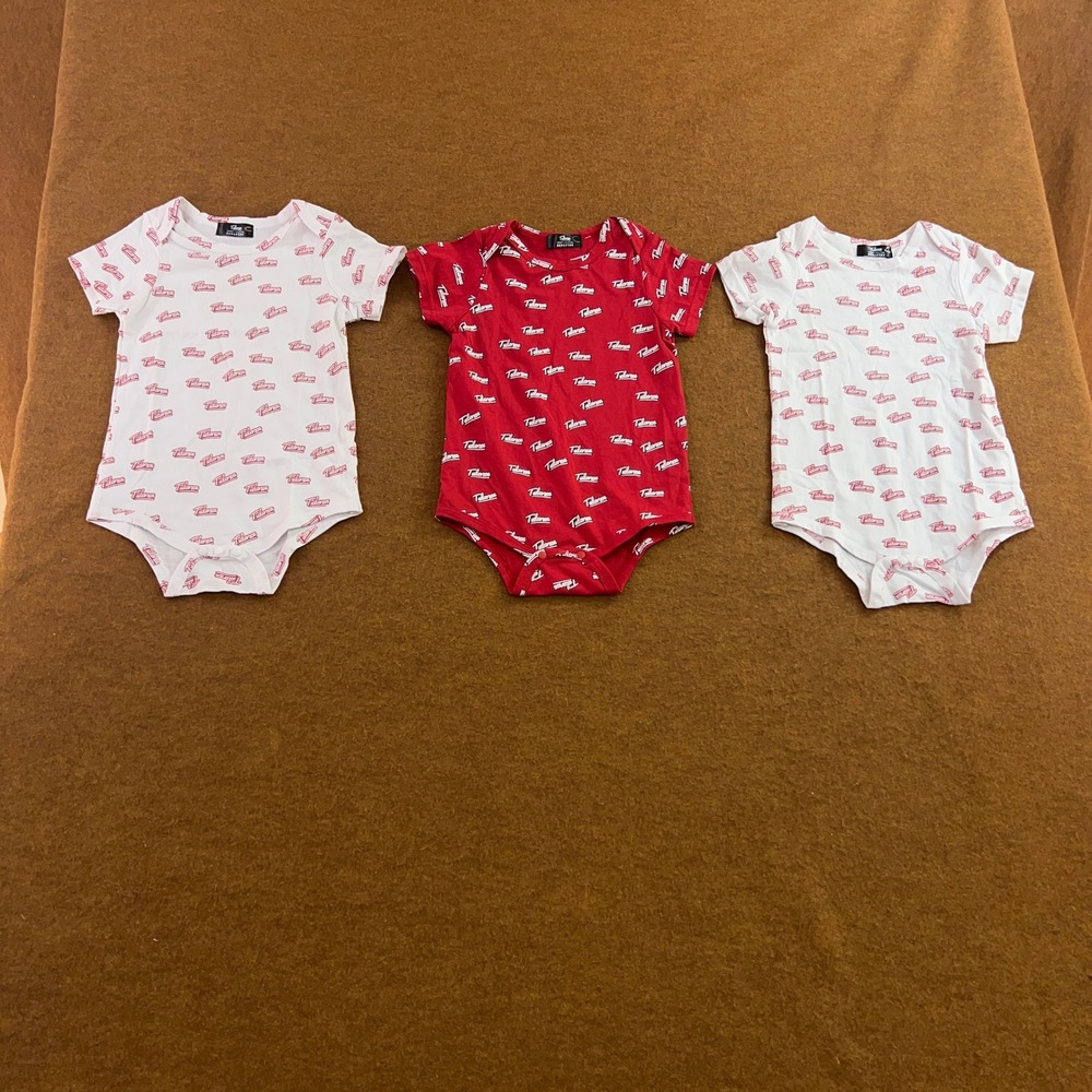 Tulones Baby 24M Red White Currency Collectors Logo Print 3 Pack Bodysuits New